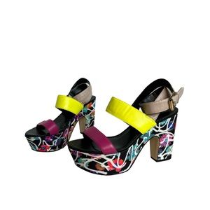 Nicole Miller Artelier Color Block Chunky Heel Women’s Size 8